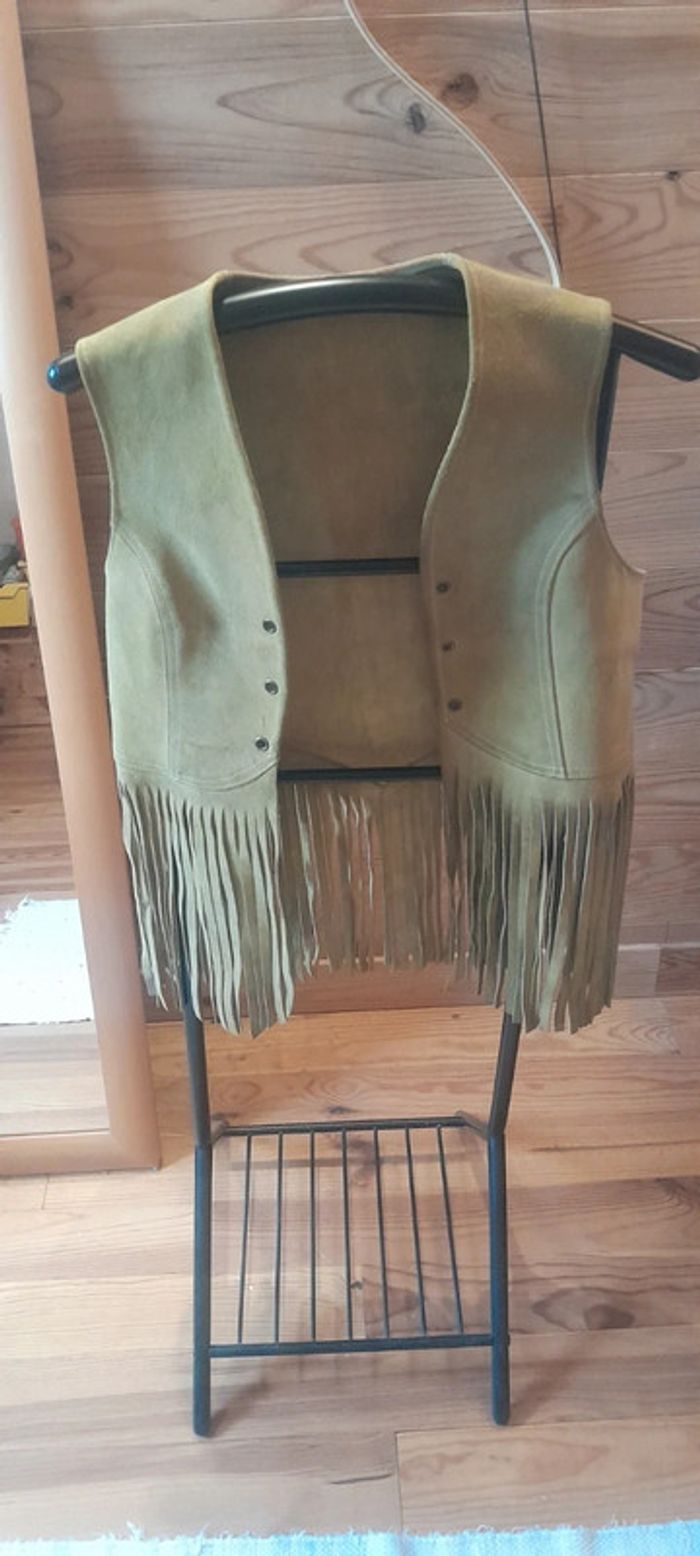 Gilet en cuir véritable année 70 - photo numéro 2