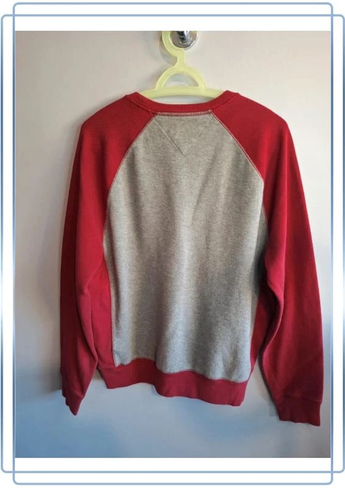 Pull / crewneck tommy hilfiger homme - taille M - gris et rouge - col rond (278) - photo numéro 7