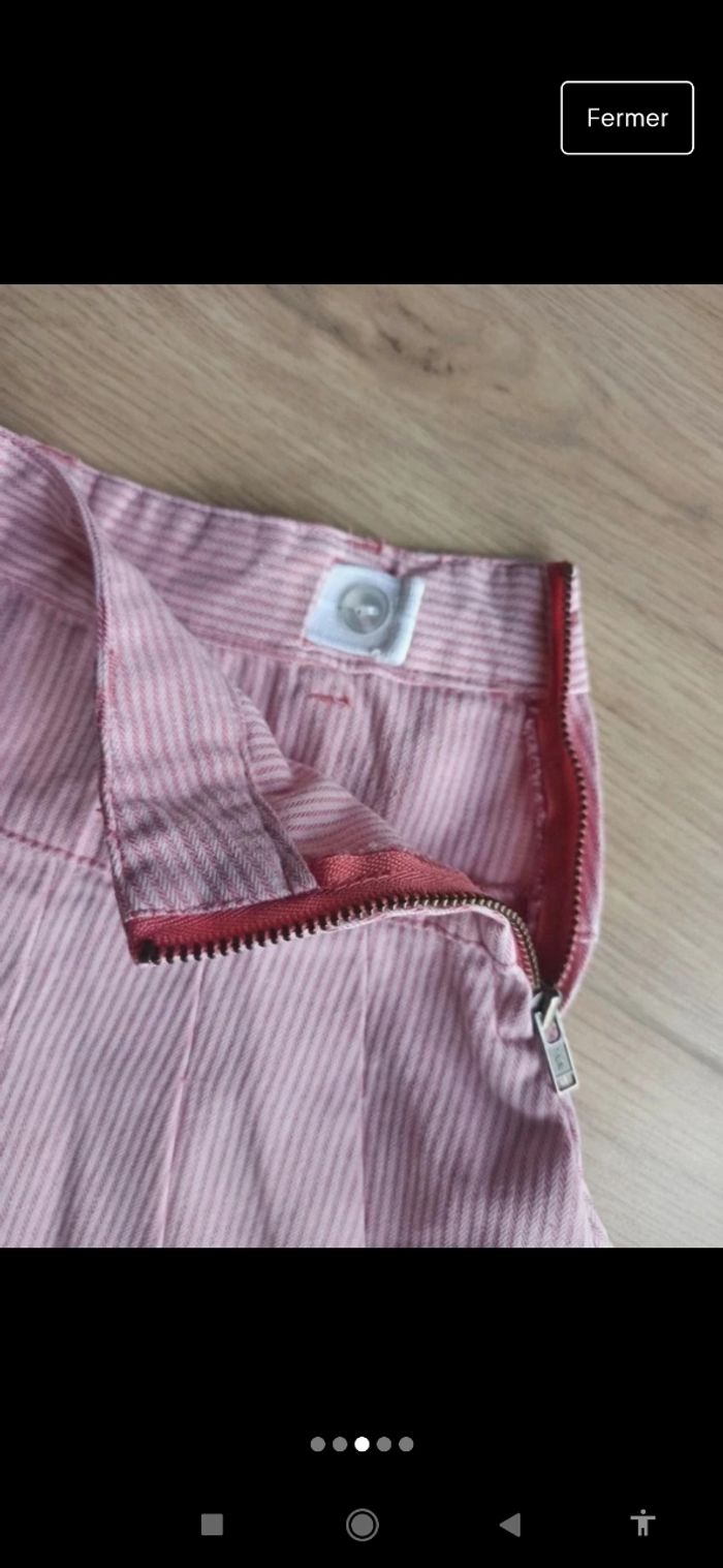 Jupe rayée blanche et rose ajustable élastiques Cyrillus 6 ans - photo numéro 3