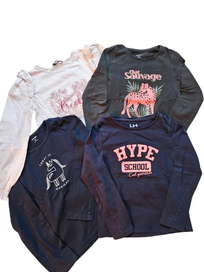 Lot de 4 Tee-shirt manche longue- 8 ans - photo numéro 2