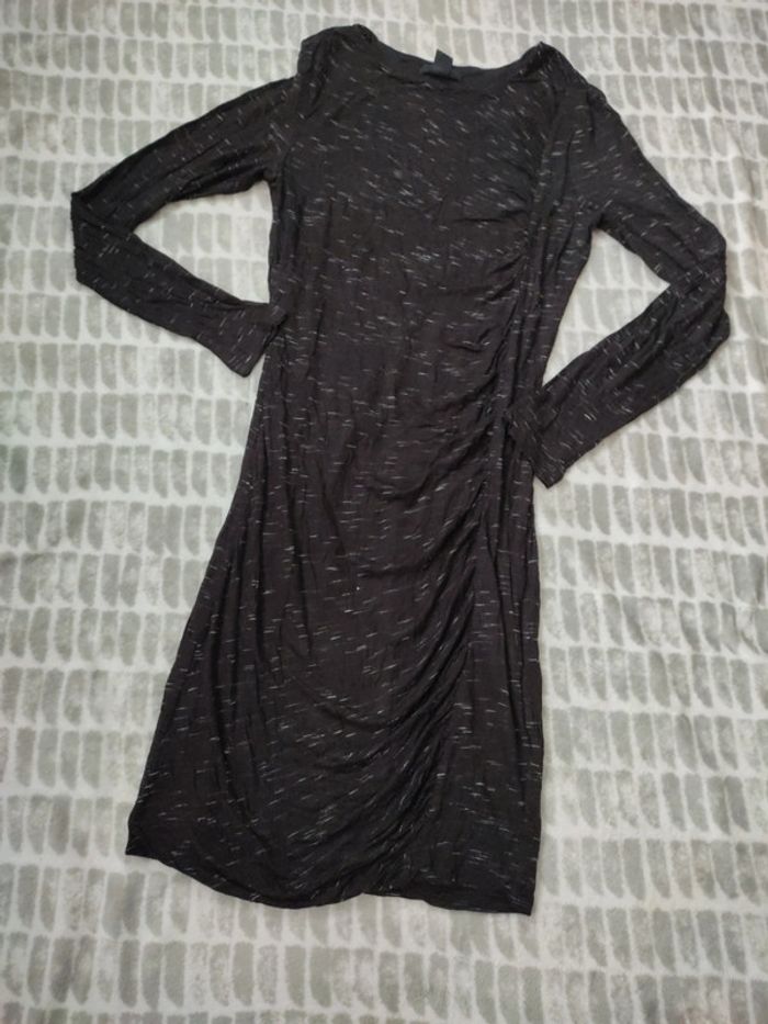 Robe hiver manches longues noir moucheté H&M taille S 36 - photo numéro 1