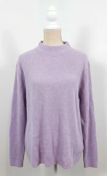 Pull Côtelé Lilas T. 54/56 (5XL) - Bleu Bonheur