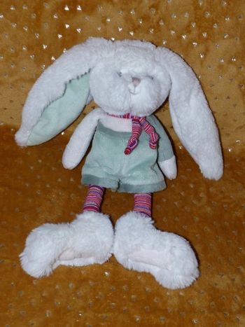 Doudou lapin blanc vert Bukowski 🐰état neuf