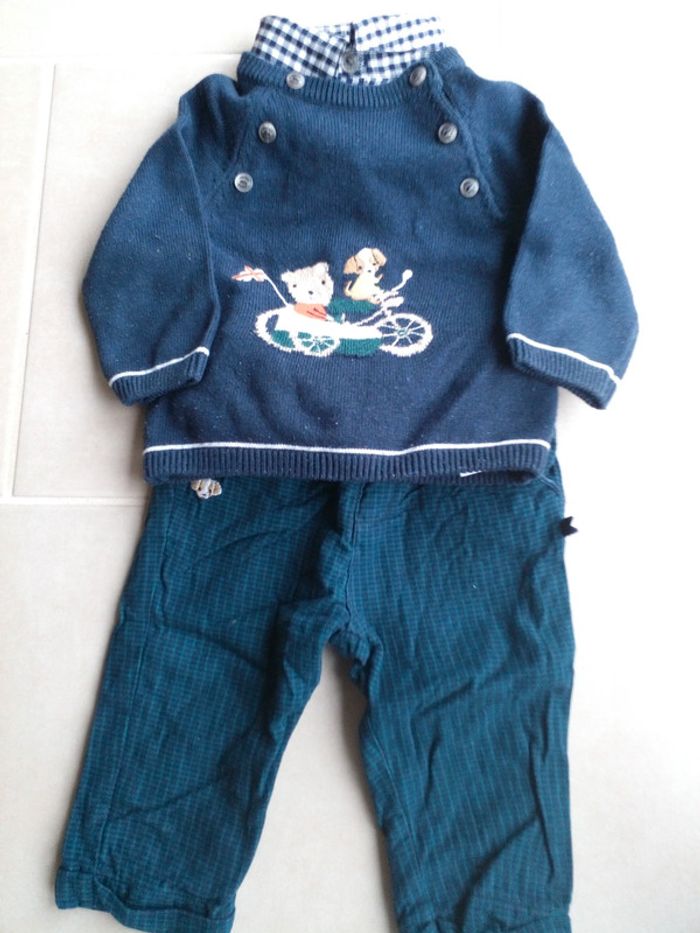 Ensemble pantalon pull avec col chemise