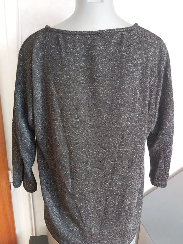 🦋 Pull Noir Brillant 3/4 avec zip - photo numéro 4