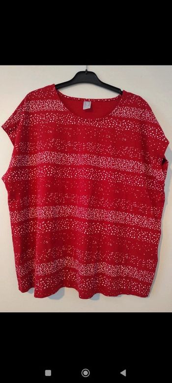 Blouse bordeau/rouge à points blancs taille 52
