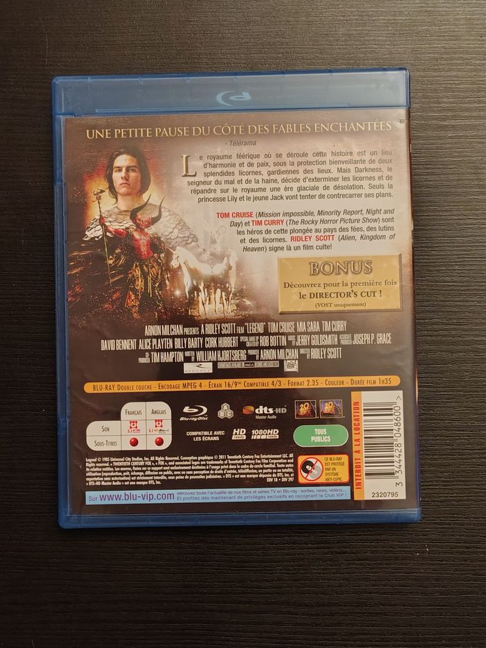 Blu Ray Legend (Tom Cruise, Mia Sara, Ridley Scott) - photo numéro 2