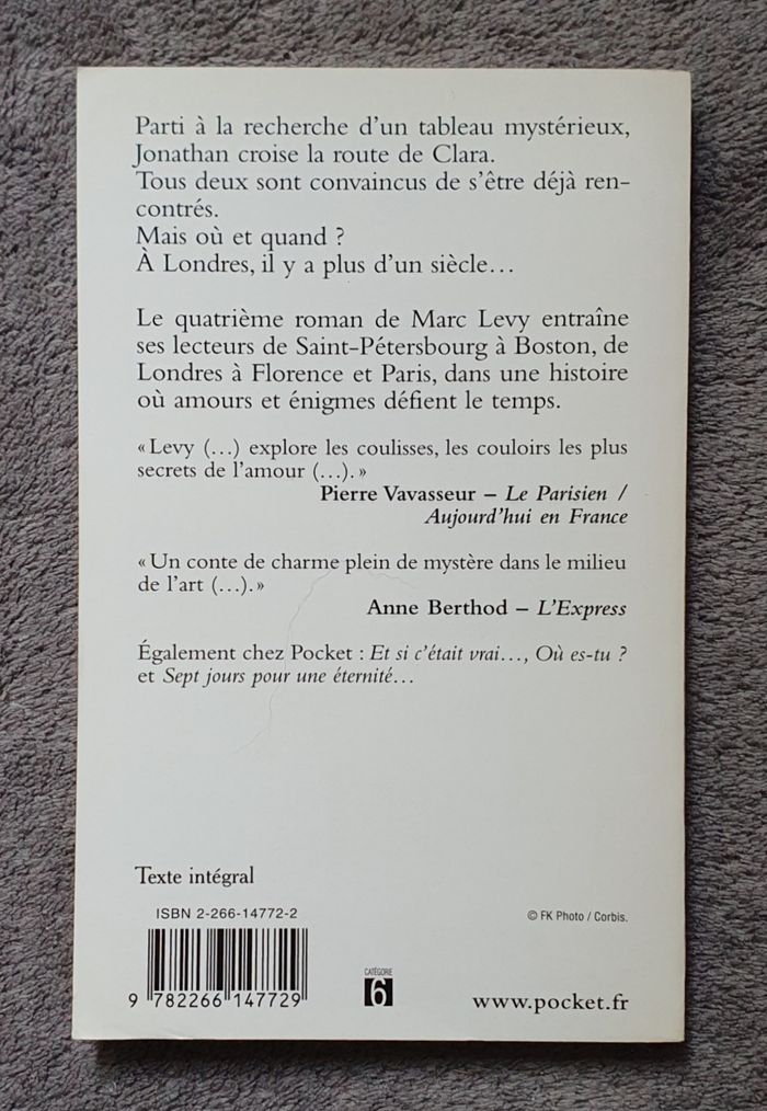Roman fantastique, format poche "La Prochaine fois" / Marc Levy - photo numéro 2