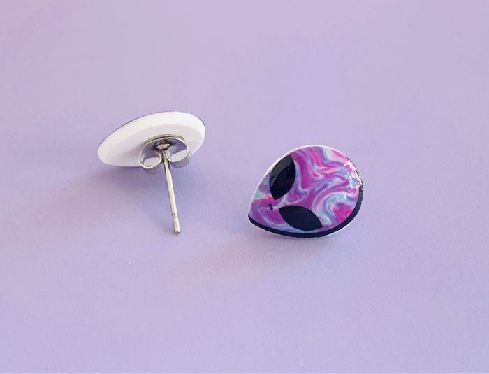 Boucles d’oreilles Fait main Résine Alien Galaxy - photo numéro 2