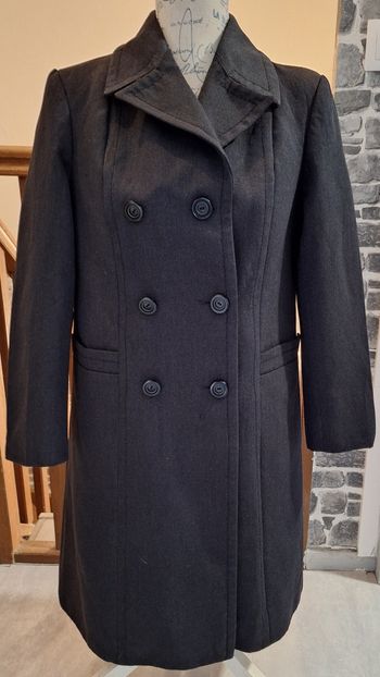 Longue veste de tailleur épaisse gris foncé vintage