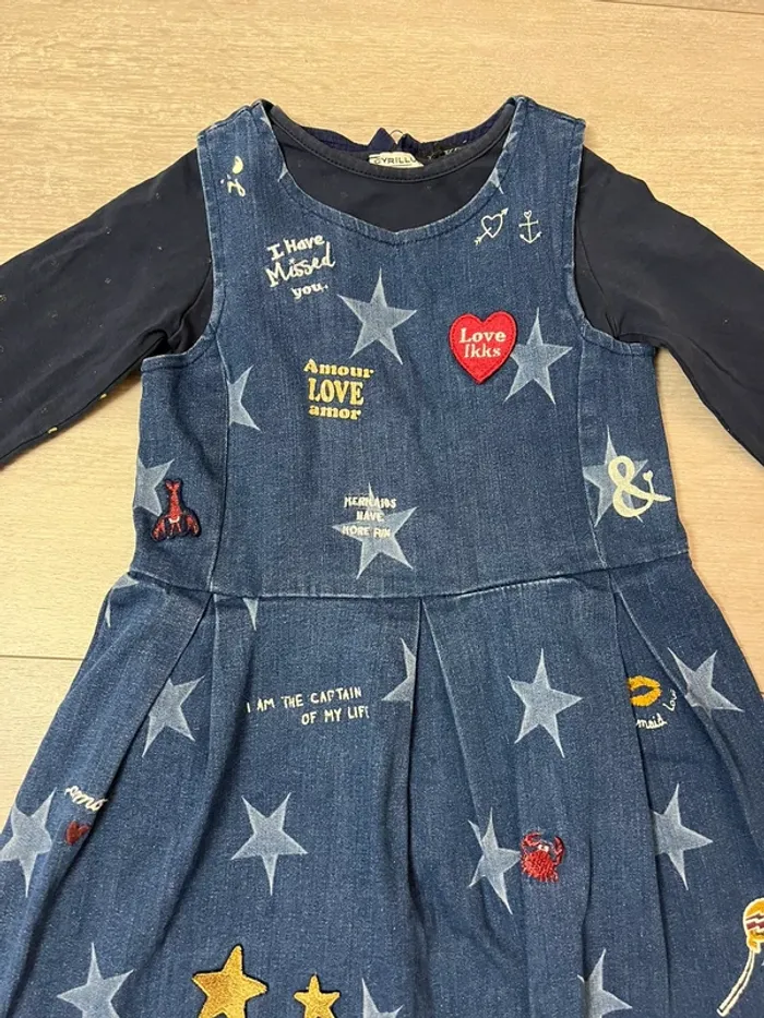 Robe IKKS en jean 6 ans t shirt cyrillus offert - photo numéro 2