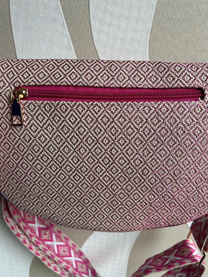 Sac banane  rose façon paille - photo numéro 4