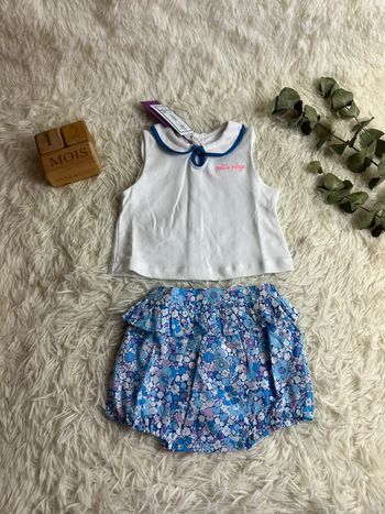 Ensemble blanc et liberty Jacadi taille 12 mois
