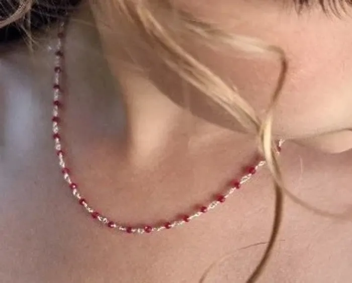 Collier "ELSA" Couleur : Argent- Pierres : Rubellite - photo numéro 2
