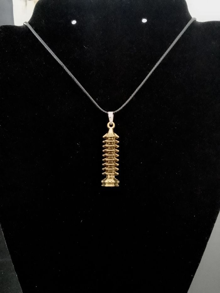Collier corde de cire + pendentif chinois - photo numéro 3