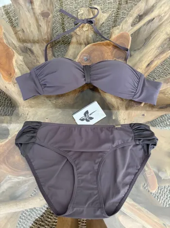 Maillot de bain 2 pièces Livia taupe bandeau
