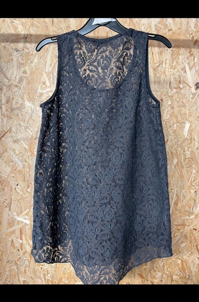 Débardeur blouse dentelle gris transparence taille 36 Esprit - photo numéro 3