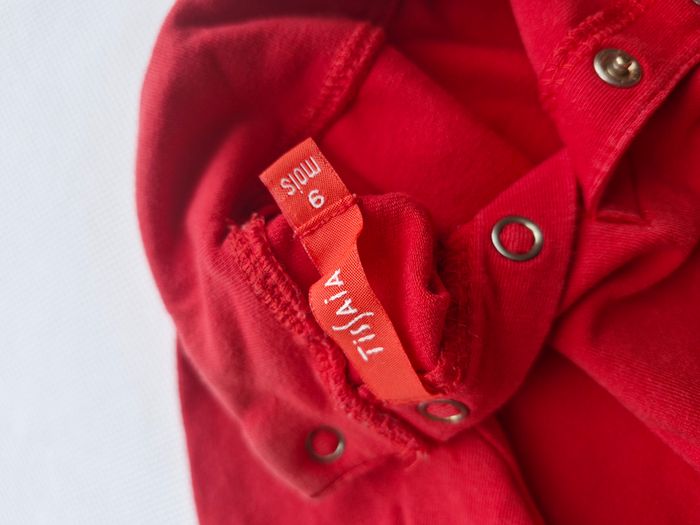 T-shirt manches longues mixte 9 mois Tissaia Rouge - photo numéro 3