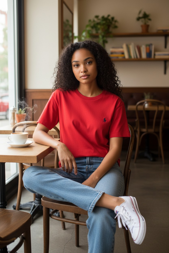 Tee Shirt Ralph Lauren pour homme - Taille L - Rouge logo brodé noir - Neuf - photo numéro 6