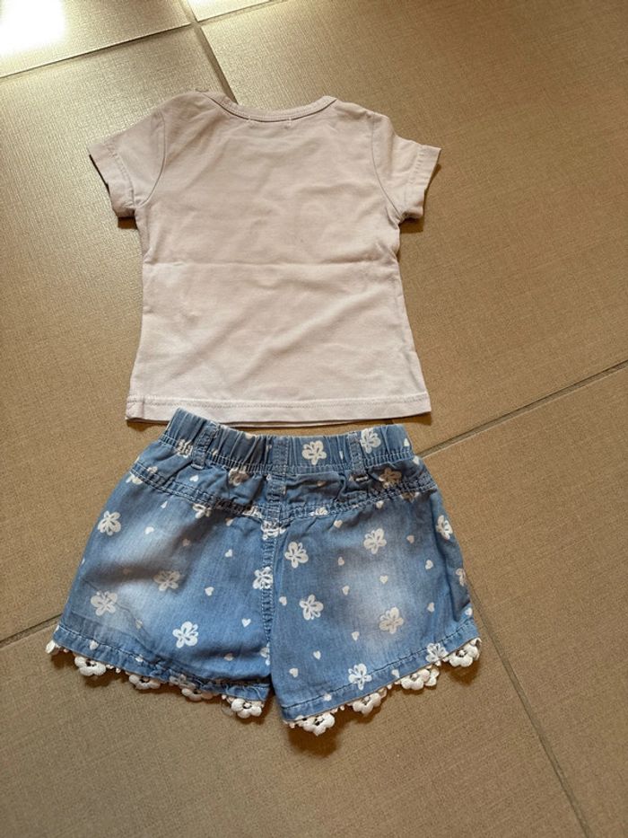 Ensemble fille 12 mois (1 an) teeshirts + short - photo numéro 2