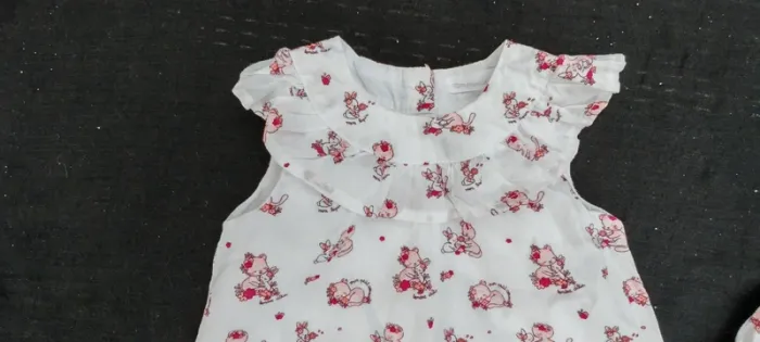 Ensemble fille robe et culotte chatons lapins 50 cm - photo numéro 3