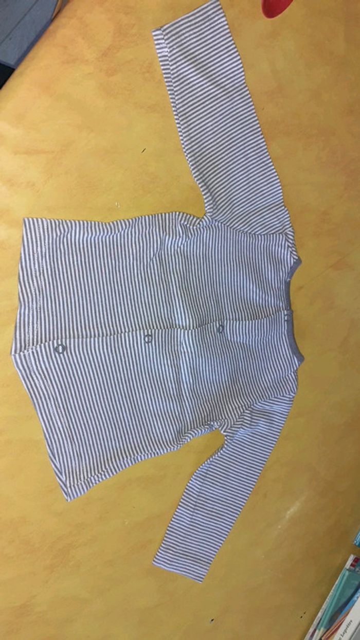 Tee-shirt manche longue rayé taupe/rose clair - photo numéro 5