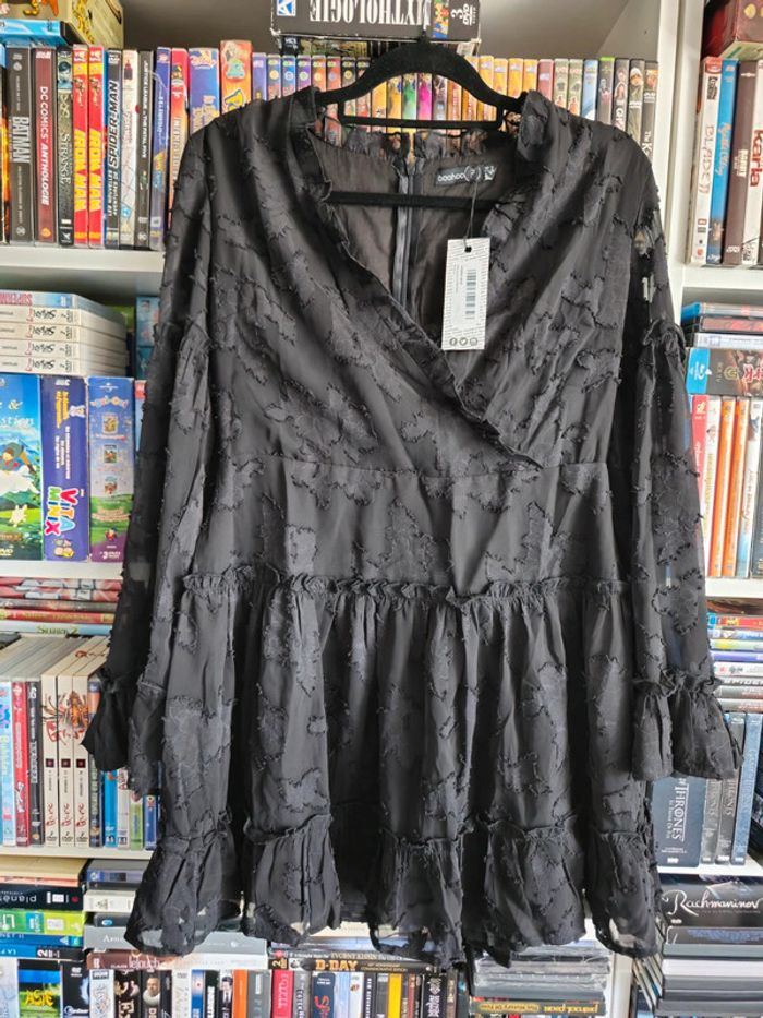 Robe Courte à volants Motif Jacquard