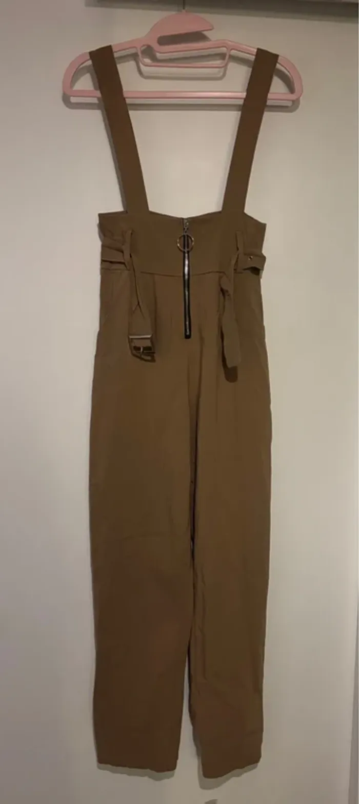 Pantalon camel à bretelles et ceinture – Taille XS - photo numéro 2