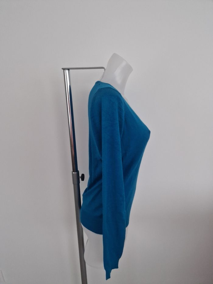 Pull fin col v bleu canard Mim - photo numéro 5