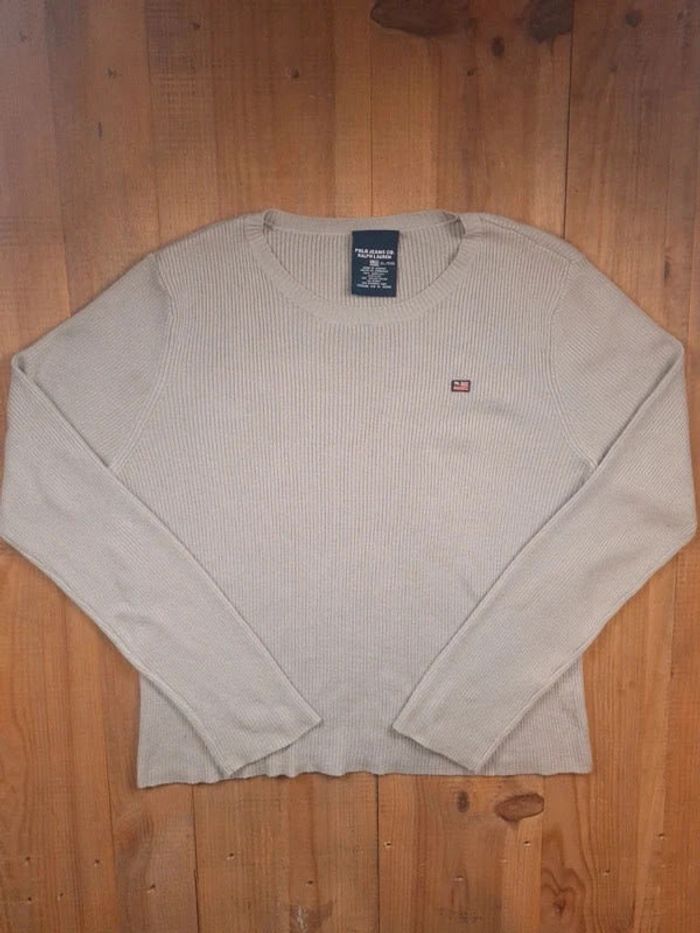 Pull vintage ralph lauren polo jeans femme - beige - taille XL - photo numéro 3