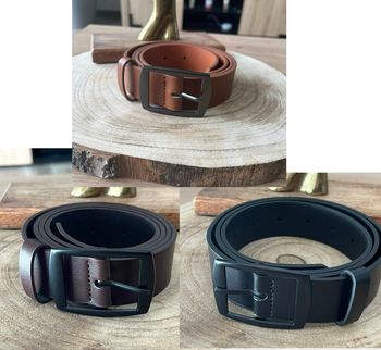 Ceinture homme marron noir camel  boucle noire neuve