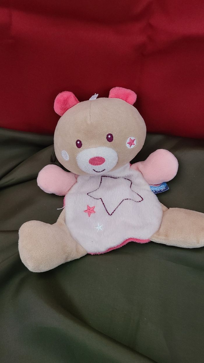 Sucre d'orge Magidoux doudou plat ours blanc rose marron étoile - photo numéro 3