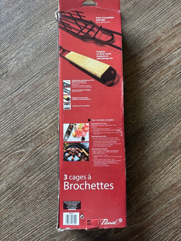 Lot de 3 cages à brochettes en acier inoxydable pour barbecue - photo numéro 9