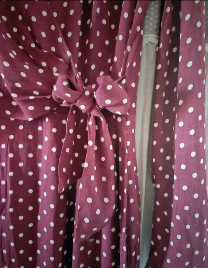 Combinaison pantalon bordeaux pois crème Mango Taille M Neuve