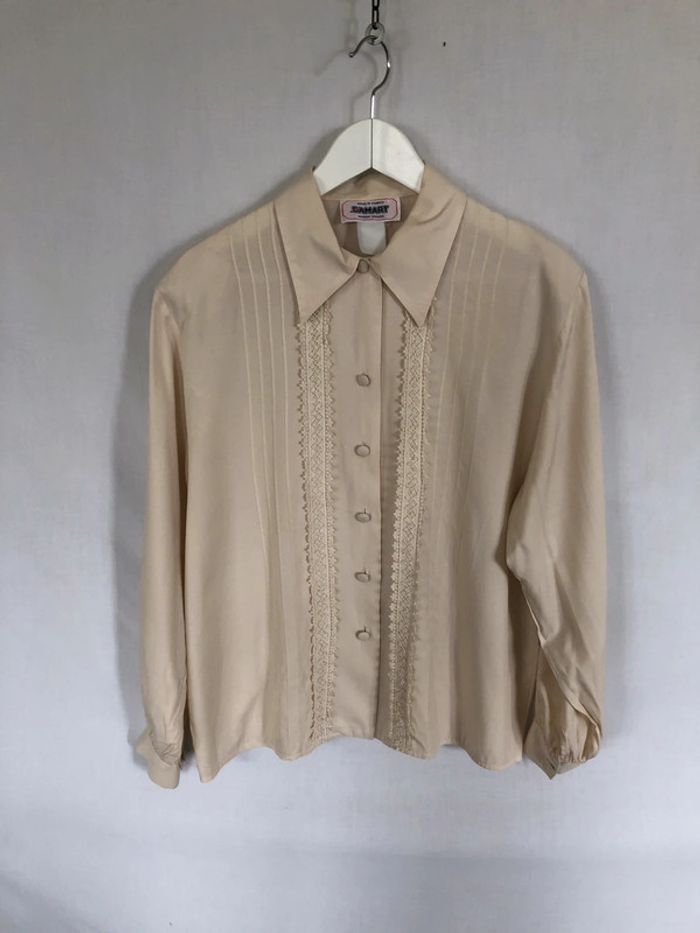 Chemise vintage crème à guipures 48 Damart très bon état - photo numéro 10