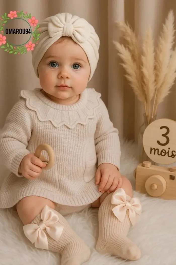 Robe tricot+turban et chaussettes hautes Primark 3 mois 🎀