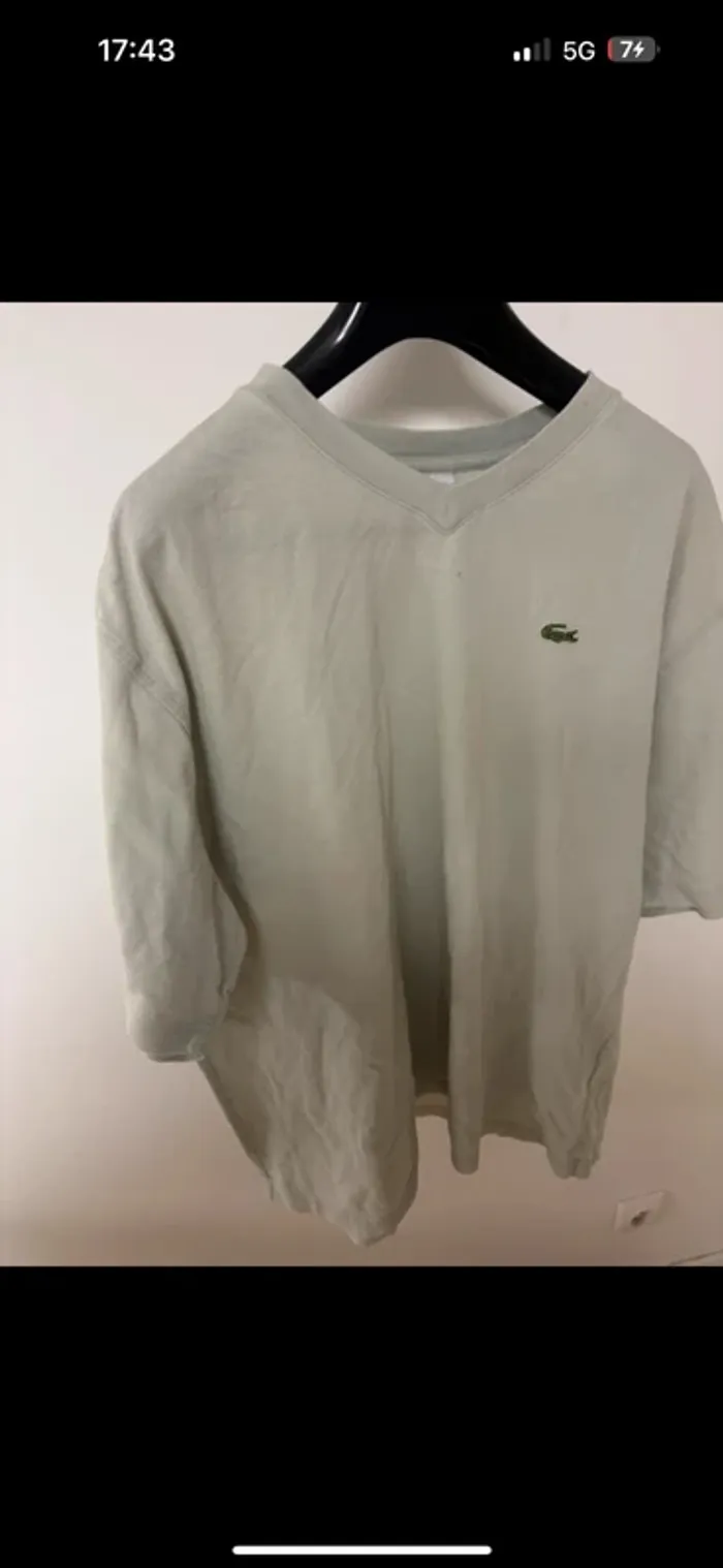 T-shirt Lacoste gris clair col V – Taille 7 (XXL) - photo numéro 2
