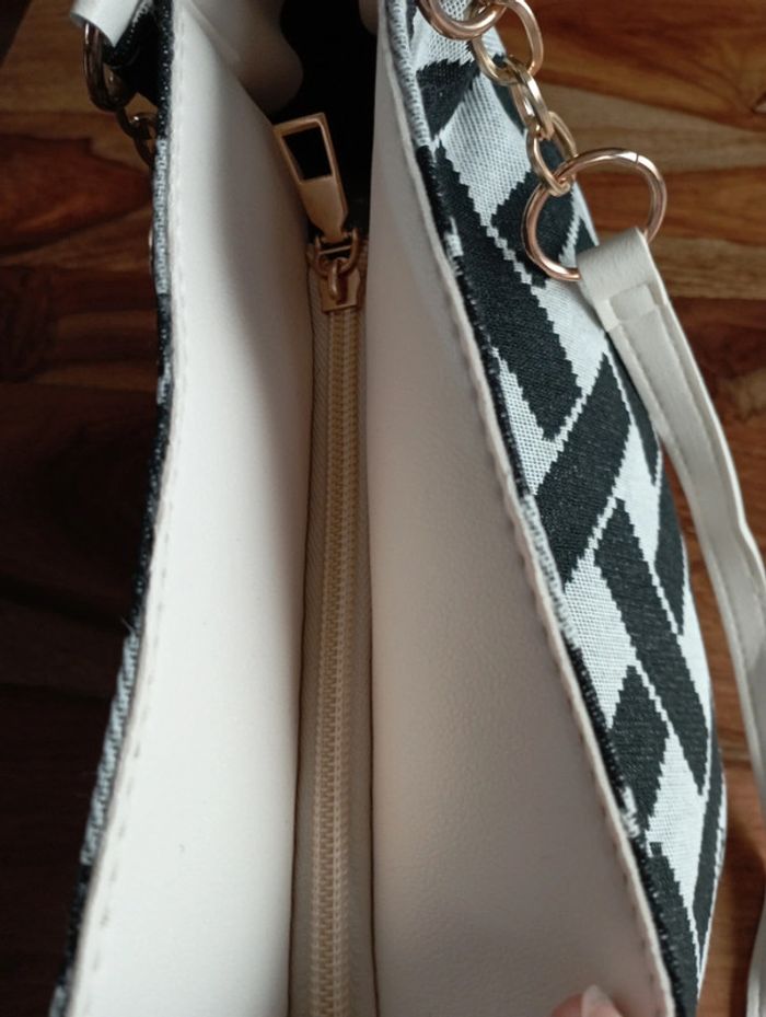 Sac à main toile et simili cuir - photo numéro 5