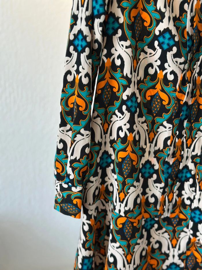 Robe imprimée a motifs colorées esprit bohème - Taille 38 Jus d’orange - photo numéro 7