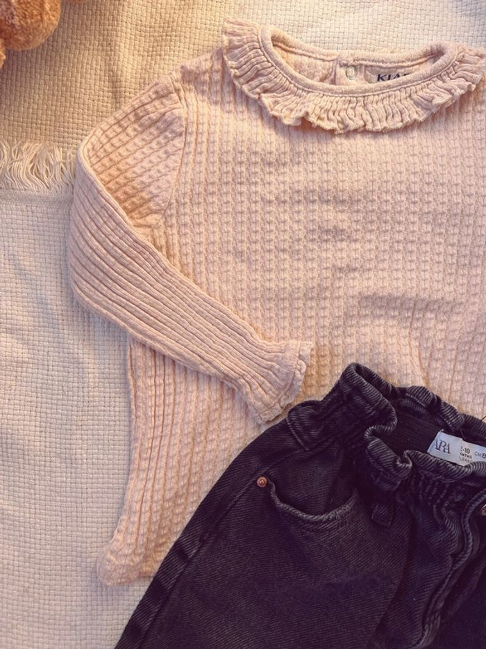 Ensemble jean noir Zara et teeshirt Kiabi rose 18 mois - photo numéro 6