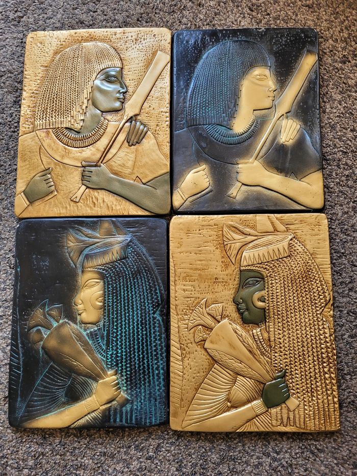 Lot 4 panneaux égyptien