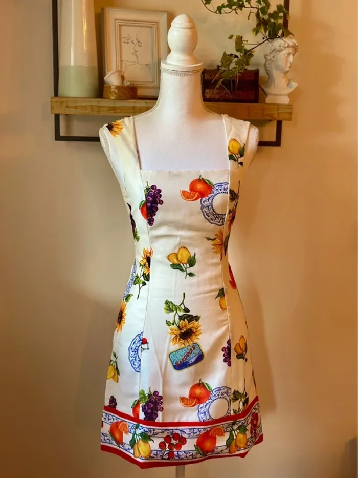 Robe d’été courte à imprimé agrumes – Dos ouvert – Taille XS - photo numéro 3