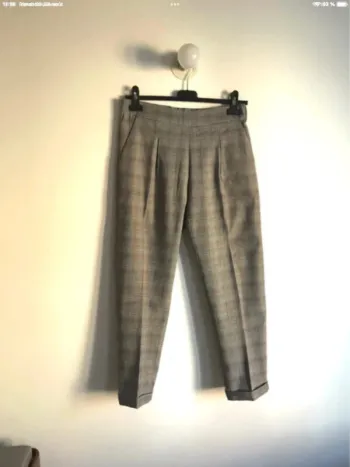 Pantalon à carreaux Prince de Galles en viscose taille 36/38