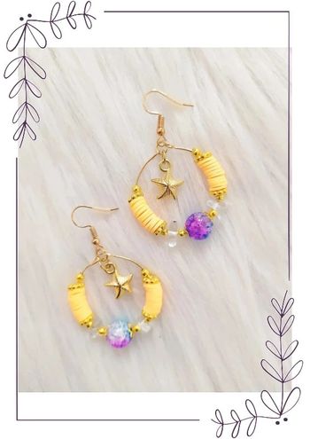 Boucles d'oreilles anneaux avec étoile de mer