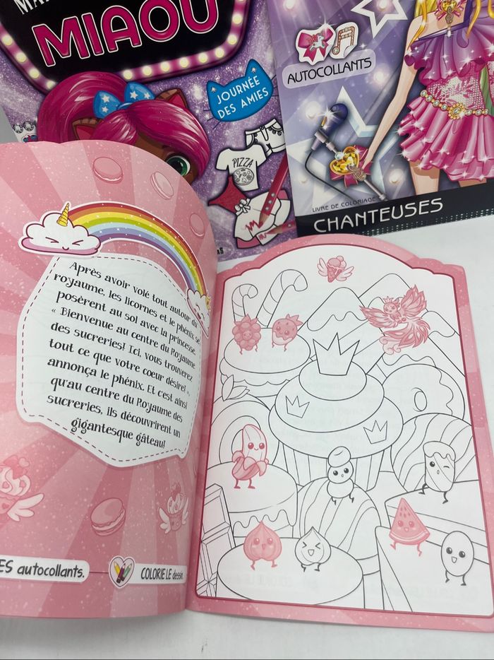 Lot de 3 livres D’activités Magazines filles gommettes mode licorne coloriages Neuf - photo numéro 2