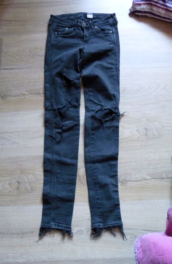 Pantalon Jean Fille 12 ans Gemo slim rock TBE 25 /32 noir