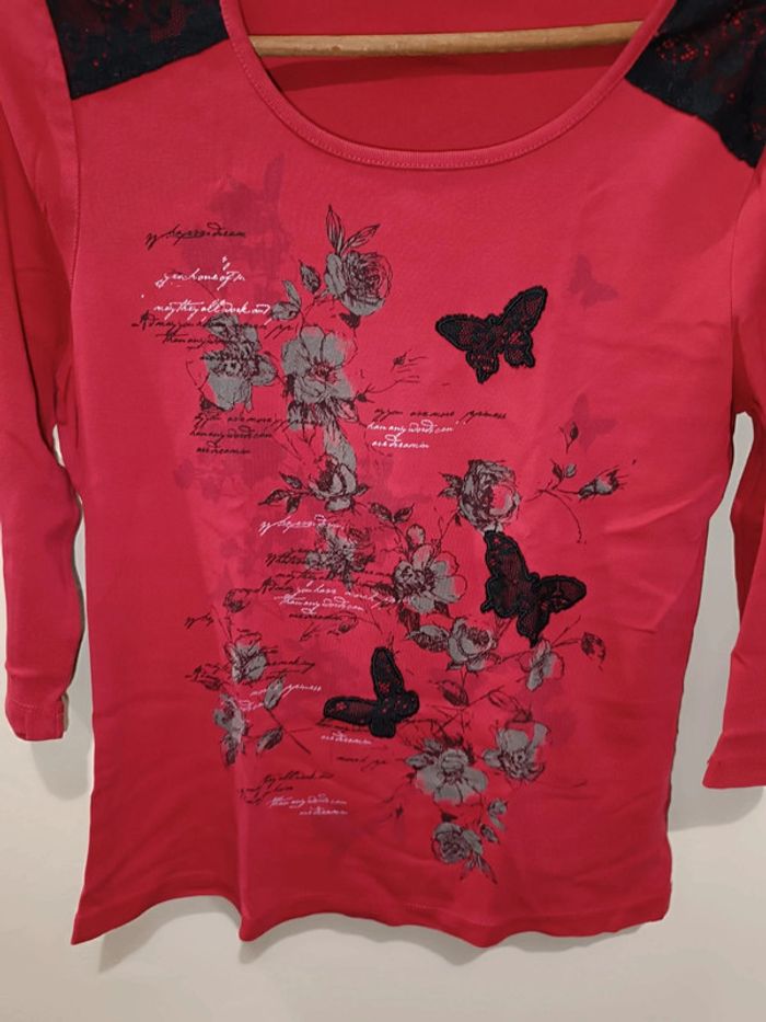 🌟 T-shirt hiver femme 38 rouge 🌟 - photo numéro 2