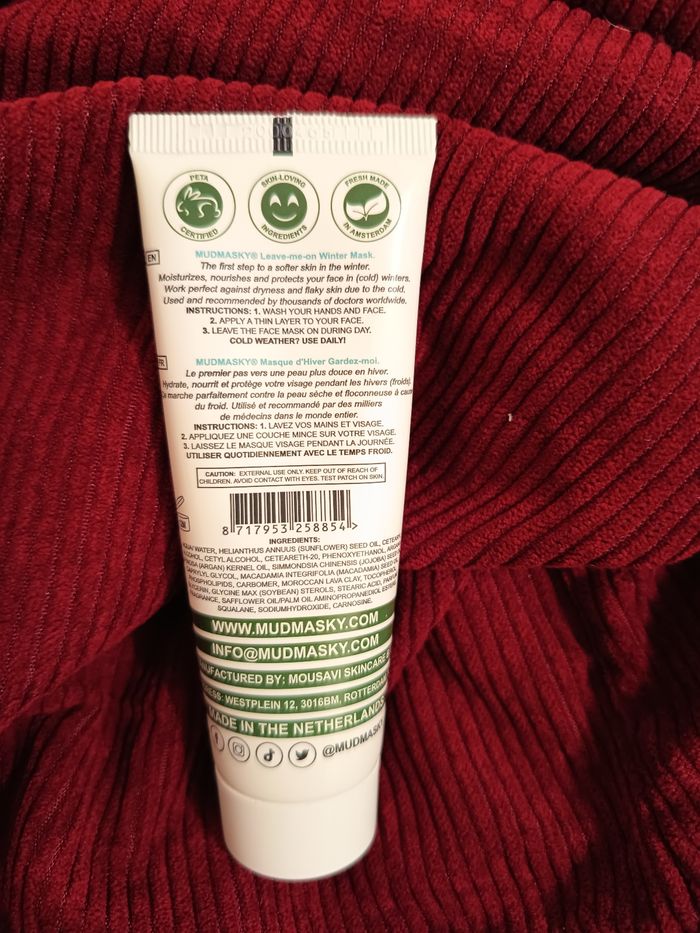 Masque nourrissant hiver, leave me on winter mask, Mudmasky, NEUF - photo numéro 2