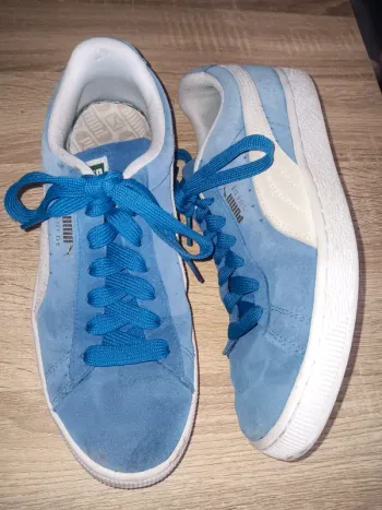 Baskets Puma taille 41 Suède Bleu Vintage Authentique