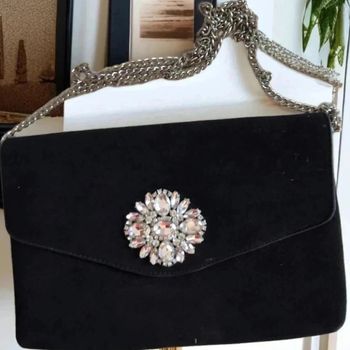 Sac pochette noir et strass